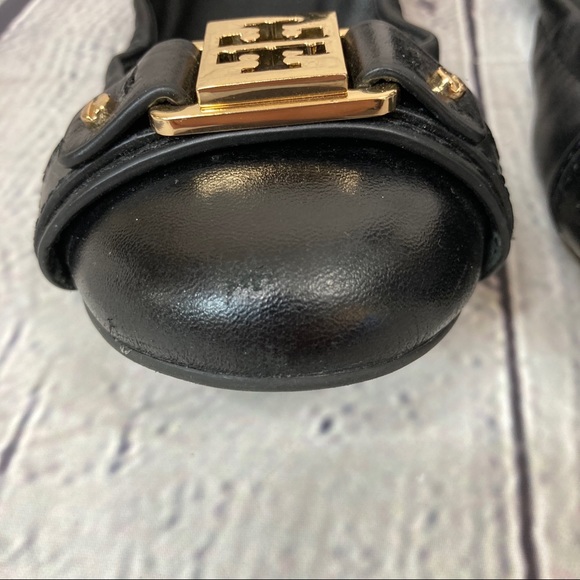 Tory Burch Black and Gold Ambrose Ballet Flats 7 - Picture 10 of 12
